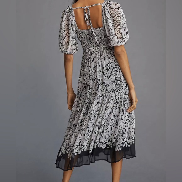 By Anthropologie Squareneck Smocked Midi Dress NWOT Size M and L - Picture 4 of 13